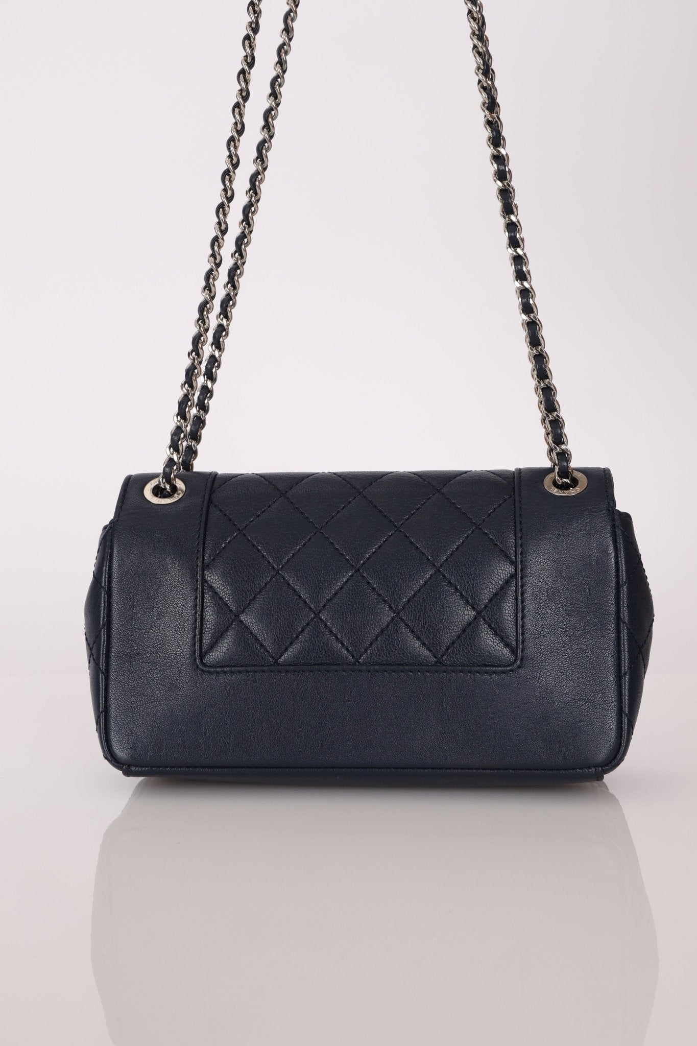 Chanel 2017 Dark Navy Sheepskin Mademoiselle Full Flap Bag - FashioNica