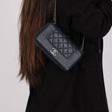 Chanel 2017 Dark Navy Sheepskin Mademoiselle Full Flap Bag - FashioNica