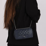 Chanel 2017 Dark Navy Sheepskin Mademoiselle Full Flap Bag - FashioNica