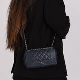 Chanel 2017 Dark Navy Sheepskin Mademoiselle Full Flap Bag - FashioNica