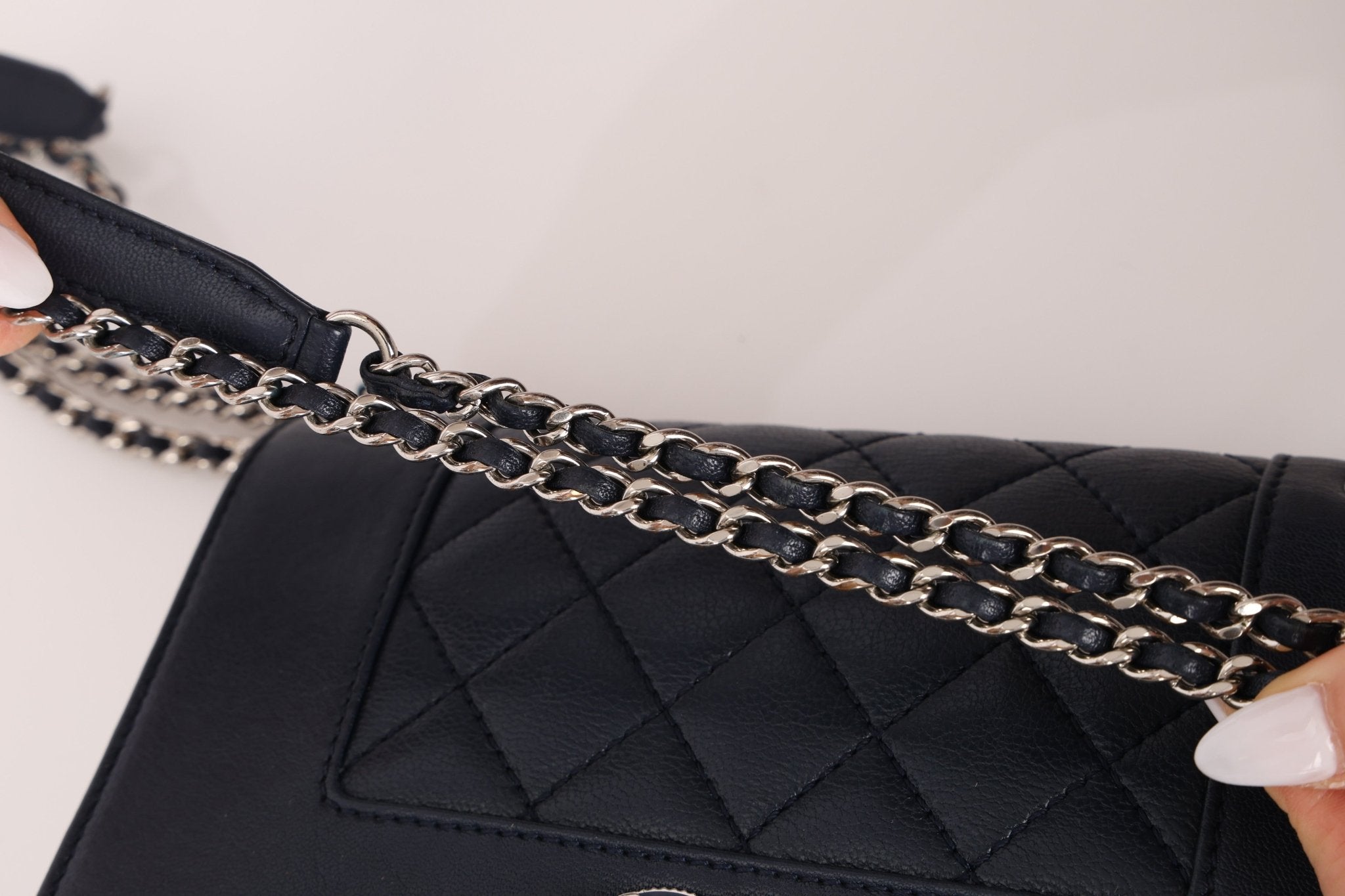 Chanel 2017 Dark Navy Sheepskin Mademoiselle Full Flap Bag - FashioNica