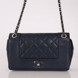 Chanel 2017 Dark Navy Sheepskin Mademoiselle Full Flap Bag - FashioNica