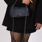 Chanel 2017 Dark Navy Sheepskin Mademoiselle Full Flap Bag - FashioNica