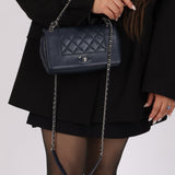 Chanel 2017 Dark Navy Sheepskin Mademoiselle Full Flap Bag - FashioNica