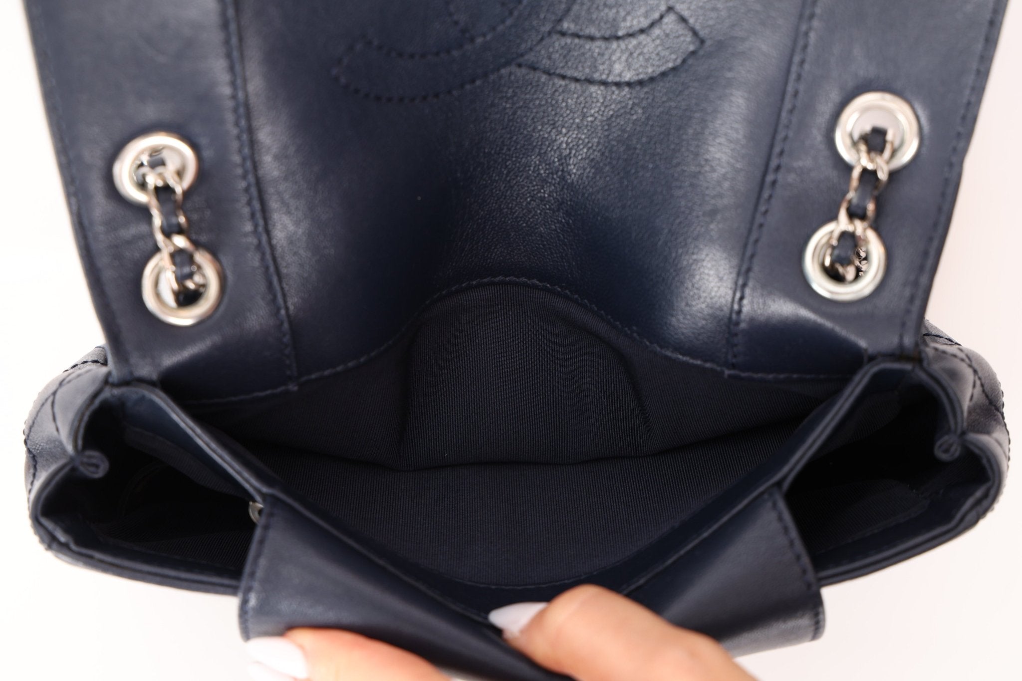 Chanel 2017 Dark Navy Sheepskin Mademoiselle Full Flap Bag - FashioNica