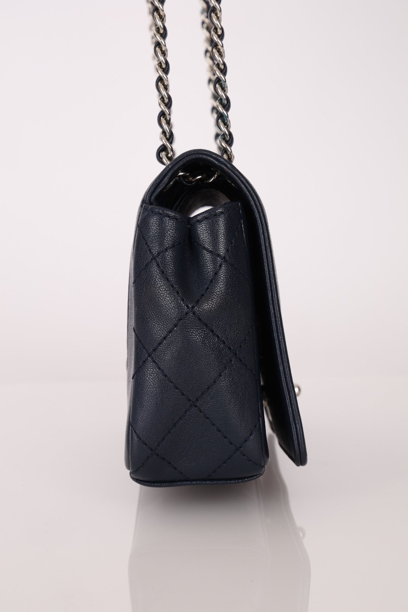 Chanel 2017 Dark Navy Sheepskin Mademoiselle Full Flap Bag - FashioNica