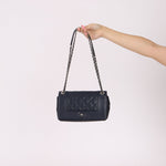 Chanel 2017 Dark Navy Sheepskin Mademoiselle Full Flap Bag - FashioNica