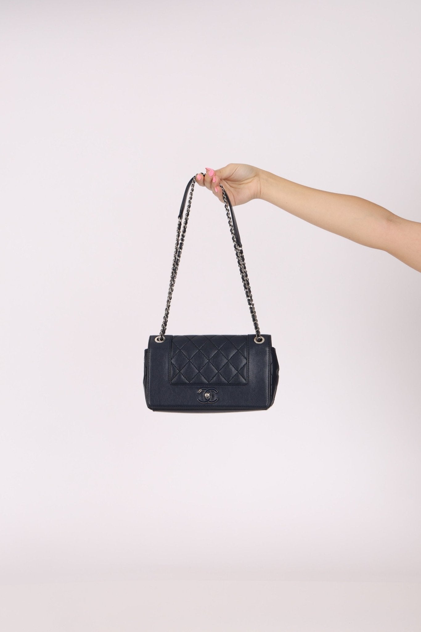 Chanel 2017 Dark Navy Sheepskin Mademoiselle Full Flap Bag - FashioNica