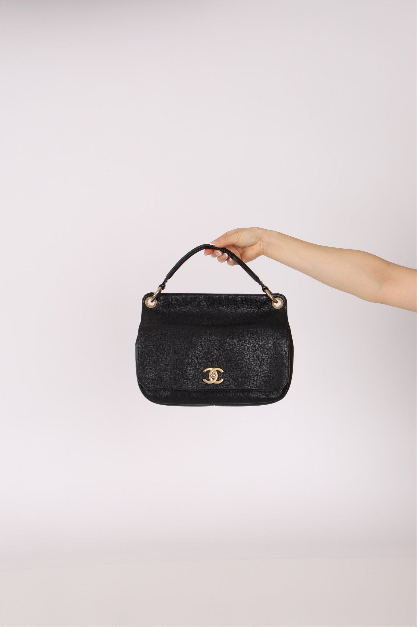 Chanel 2017 Grained Calfskin Top Handle Flap Bag - FashioNica