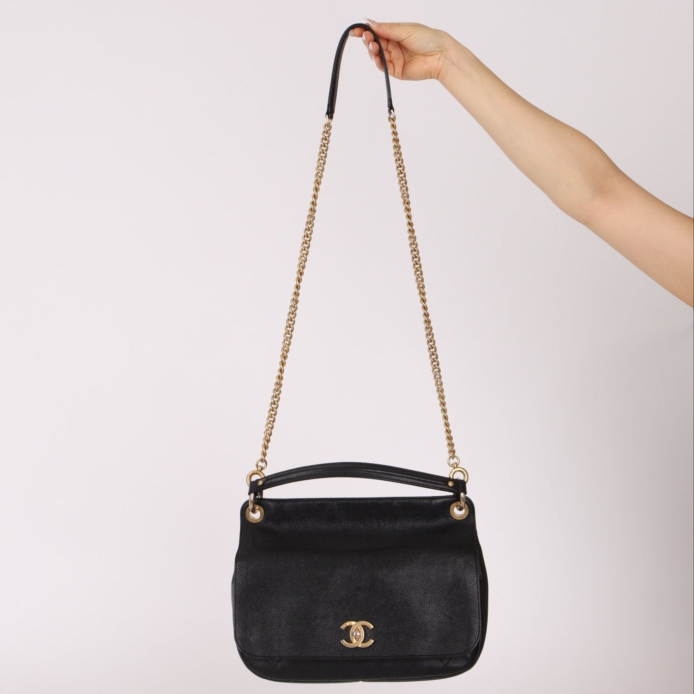 Chanel 2017 Grained Calfskin Top Handle Flap Bag - FashioNica