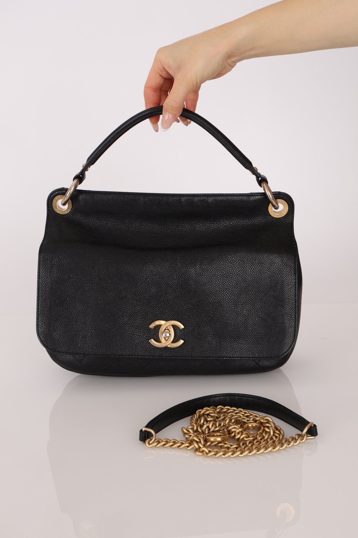 Chanel 2017 Grained Calfskin Top Handle Flap Bag - FashioNica