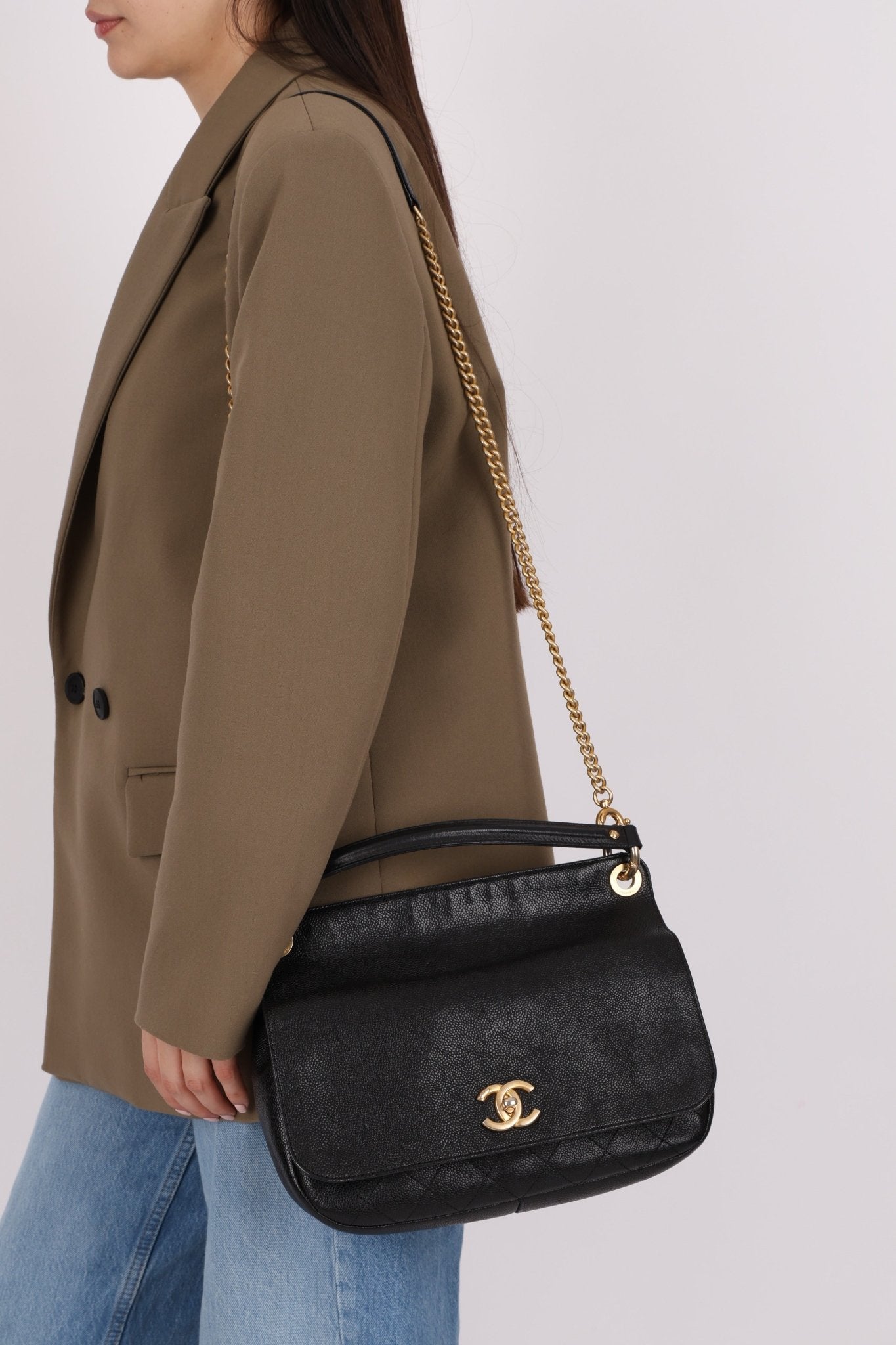 Chanel 2017 Grained Calfskin Top Handle Flap Bag - FashioNica