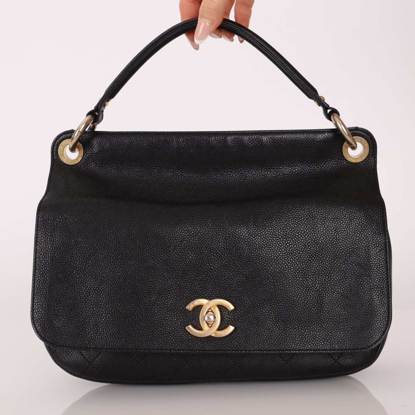 Chanel 2017 Grained Calfskin Top Handle Flap Bag - FashioNica