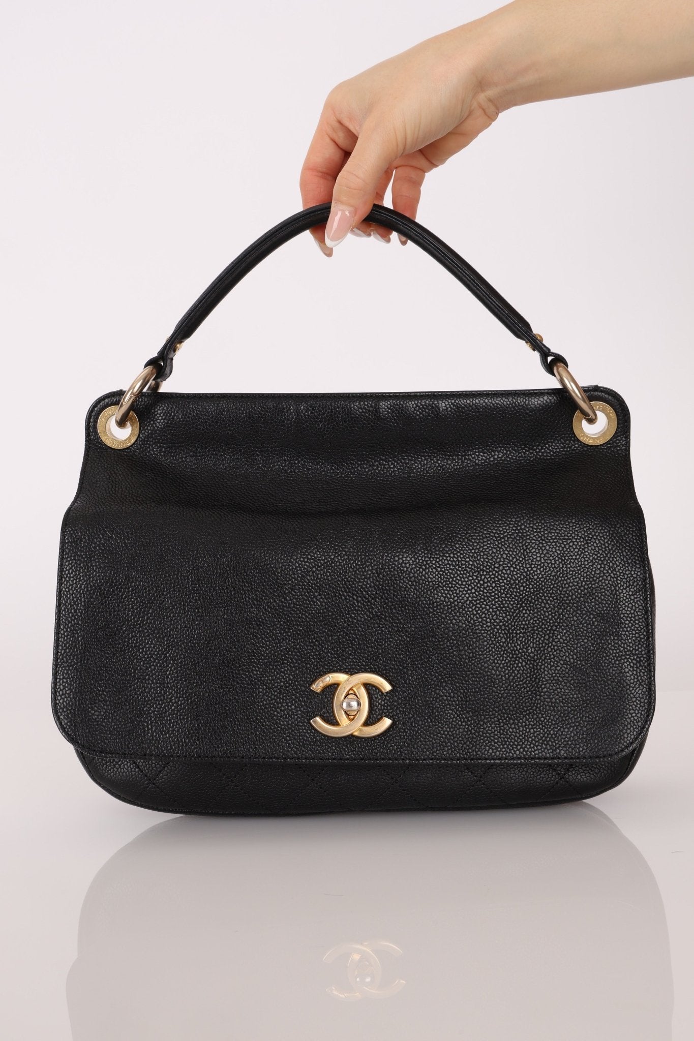 Chanel 2017 Grained Calfskin Top Handle Flap Bag - FashioNica