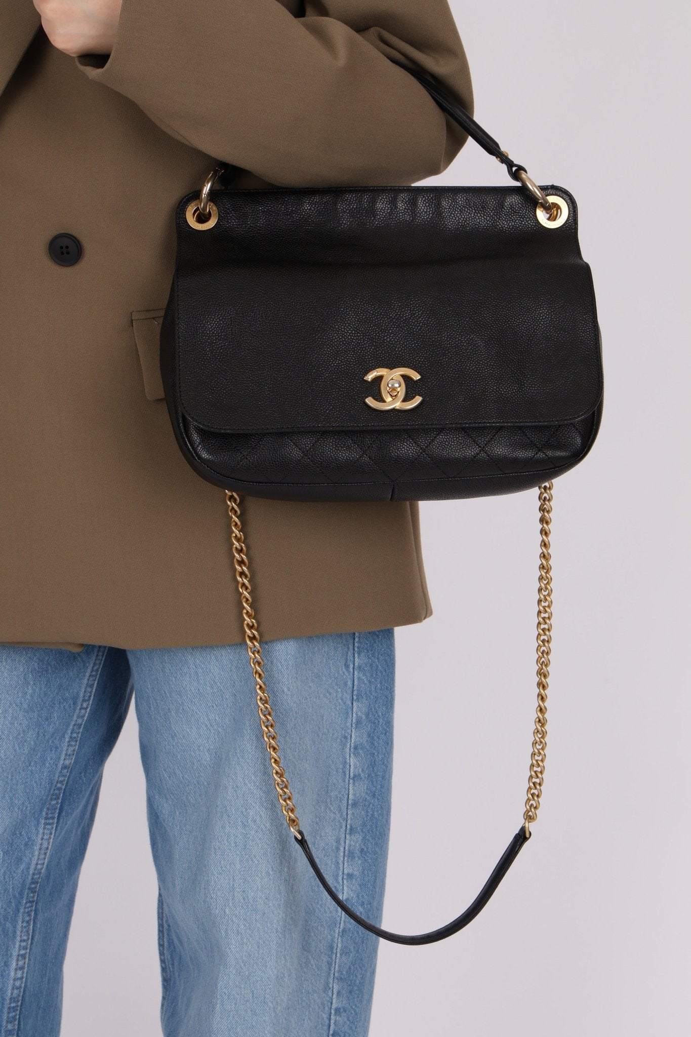 Chanel 2017 Grained Calfskin Top Handle Flap Bag - FashioNica