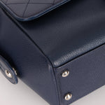 Chanel 2017 Navy Blue Top Zip Chain Shoulder Bag - FashioNica