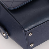 Chanel 2017 Navy Blue Top Zip Chain Shoulder Bag - FashioNica