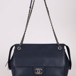 Chanel 2017 Navy Blue Top Zip Chain Shoulder Bag - FashioNica