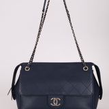 Chanel 2017 Navy Blue Top Zip Chain Shoulder Bag - FashioNica