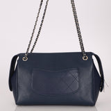 Chanel 2017 Navy Blue Top Zip Chain Shoulder Bag - FashioNica