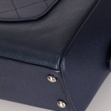 Chanel 2017 Navy Blue Top Zip Chain Shoulder Bag - FashioNica