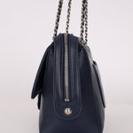 Chanel 2017 Navy Blue Top Zip Chain Shoulder Bag - FashioNica