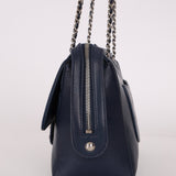 Chanel 2017 Navy Blue Top Zip Chain Shoulder Bag - FashioNica