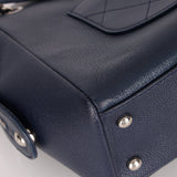 Chanel 2017 Navy Blue Top Zip Chain Shoulder Bag - FashioNica