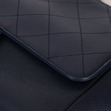 Chanel 2017 Navy Blue Top Zip Chain Shoulder Bag - FashioNica