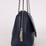 Chanel 2017 Navy Blue Top Zip Chain Shoulder Bag - FashioNica