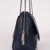 Chanel 2017 Navy Blue Top Zip Chain Shoulder Bag - FashioNica