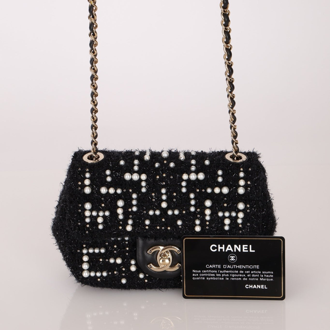 Chanel 2017 Tweed Pearl Cosmos Mini Flap - FashioNica