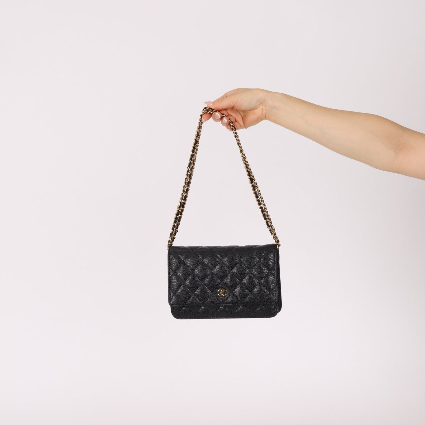 Chanel 2018 Black Caviar Wallet on Chain GHW - FashioNica