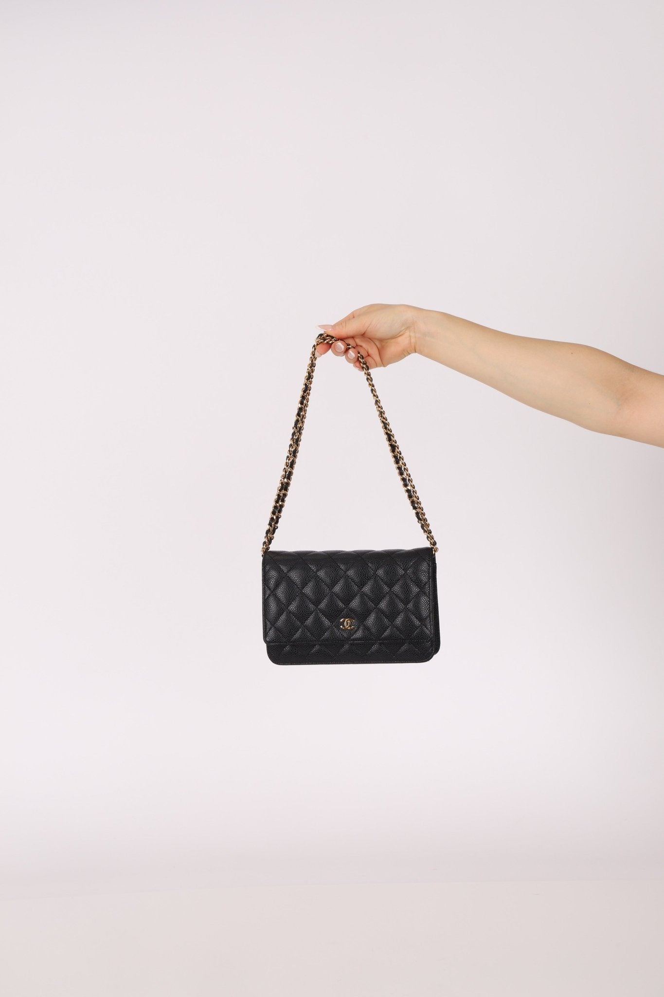 Chanel 2018 Black Caviar Wallet on Chain GHW - FashioNica