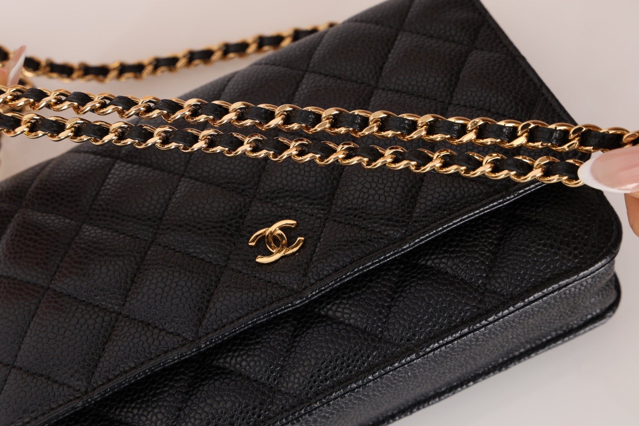 Chanel 2018 Black Caviar Wallet on Chain GHW - FashioNica