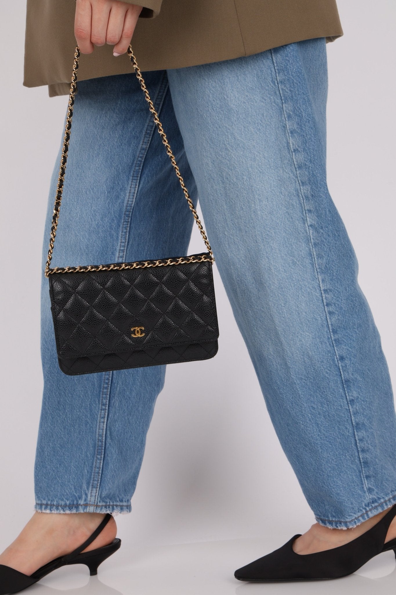 Chanel 2018 Black Caviar Wallet on Chain GHW - FashioNica