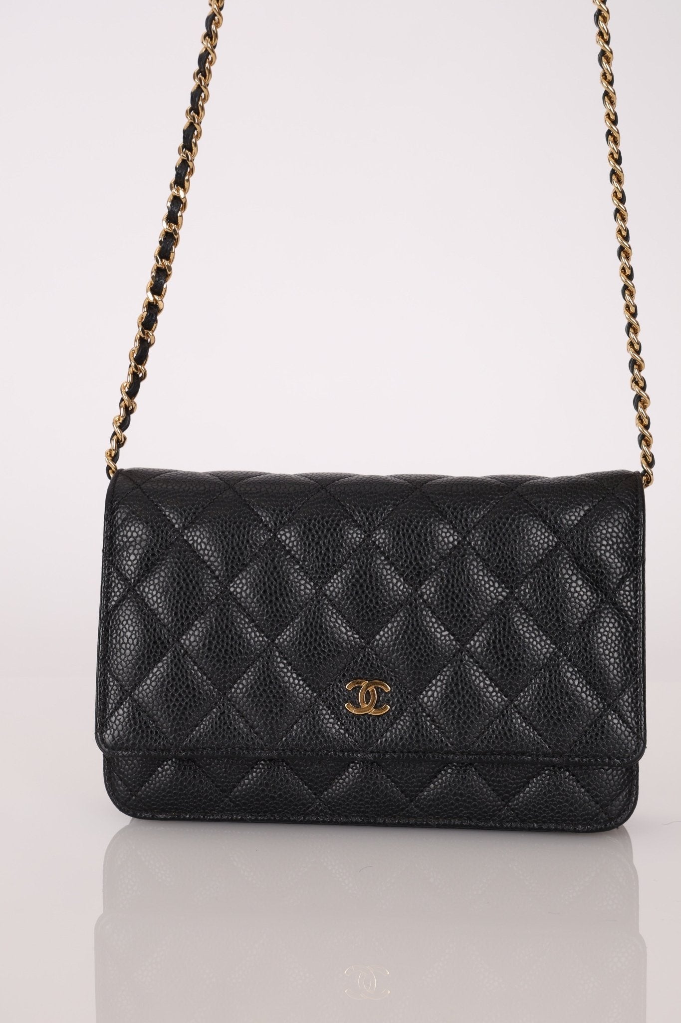 Chanel 2018 Black Caviar Wallet on Chain GHW - FashioNica
