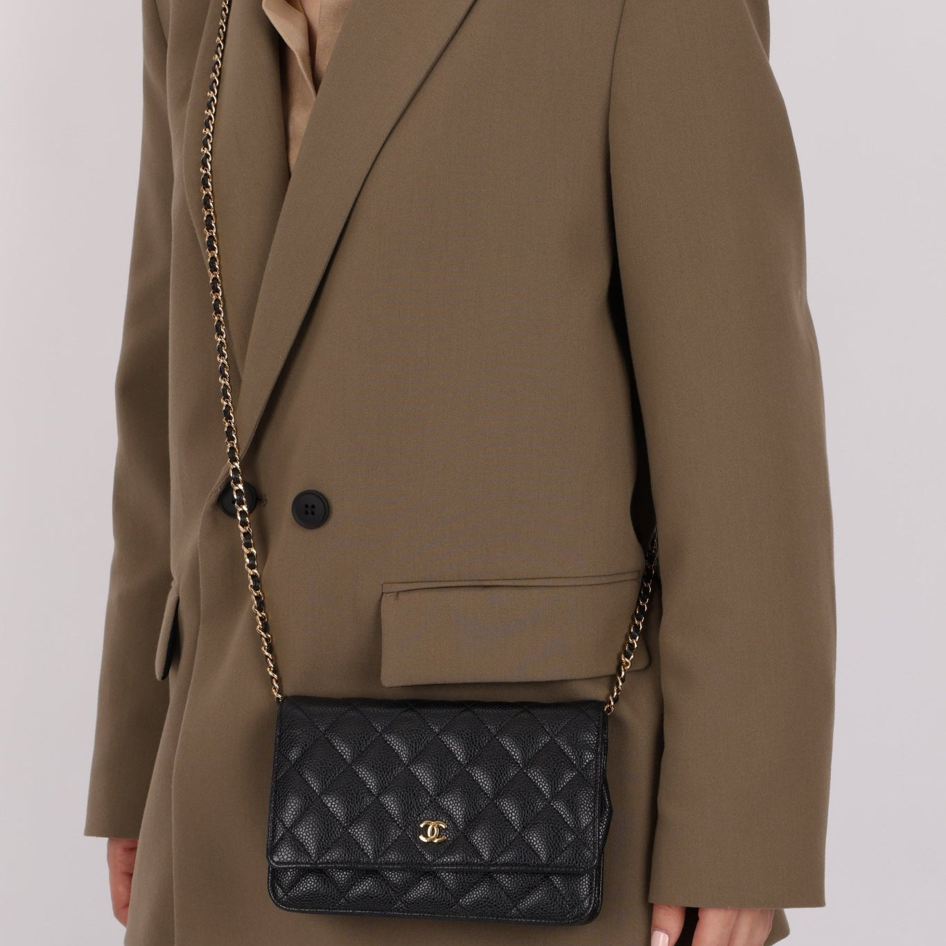 Chanel 2018 Black Caviar Wallet on Chain GHW - FashioNica