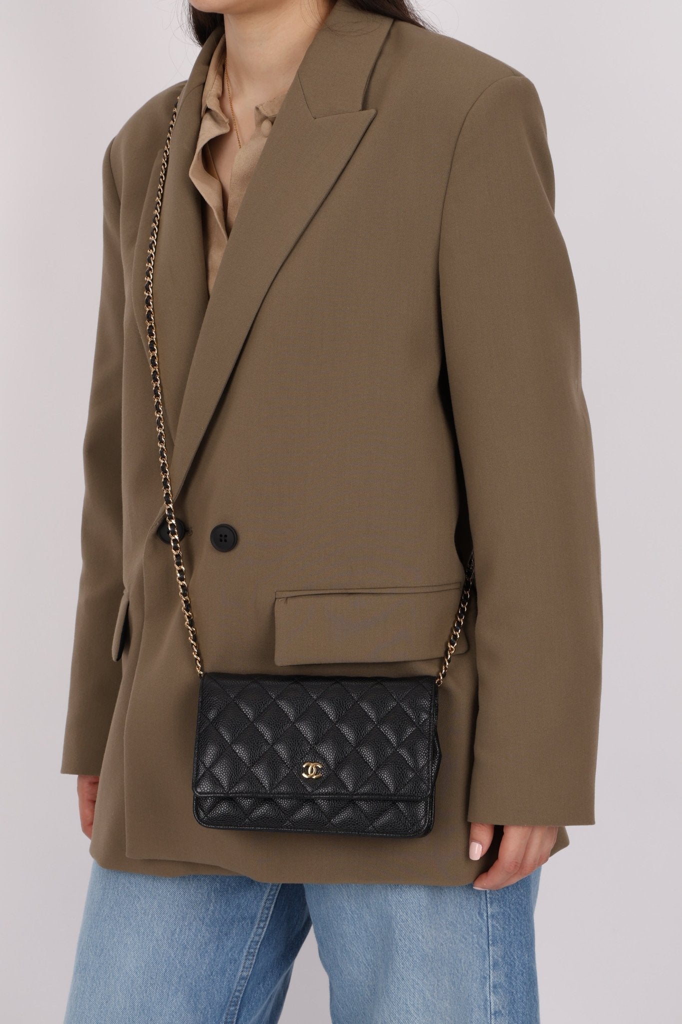 Chanel 2018 Black Caviar Wallet on Chain GHW - FashioNica