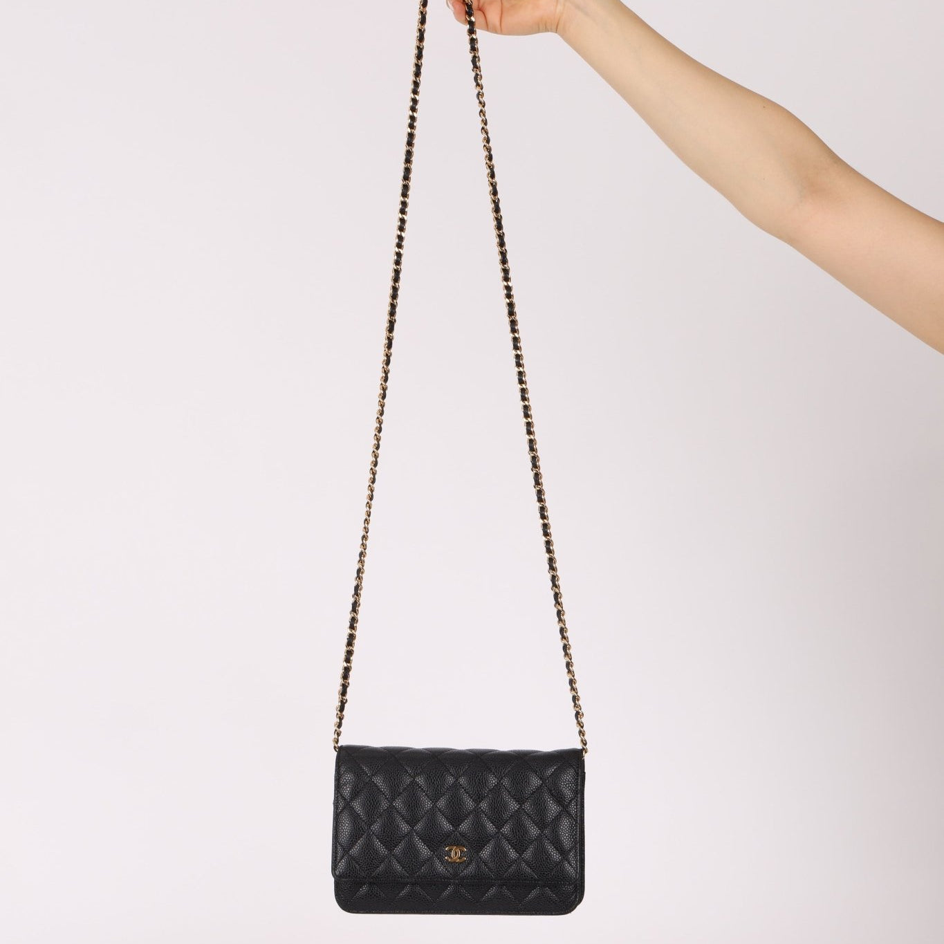 Chanel 2018 Black Caviar Wallet on Chain GHW - FashioNica