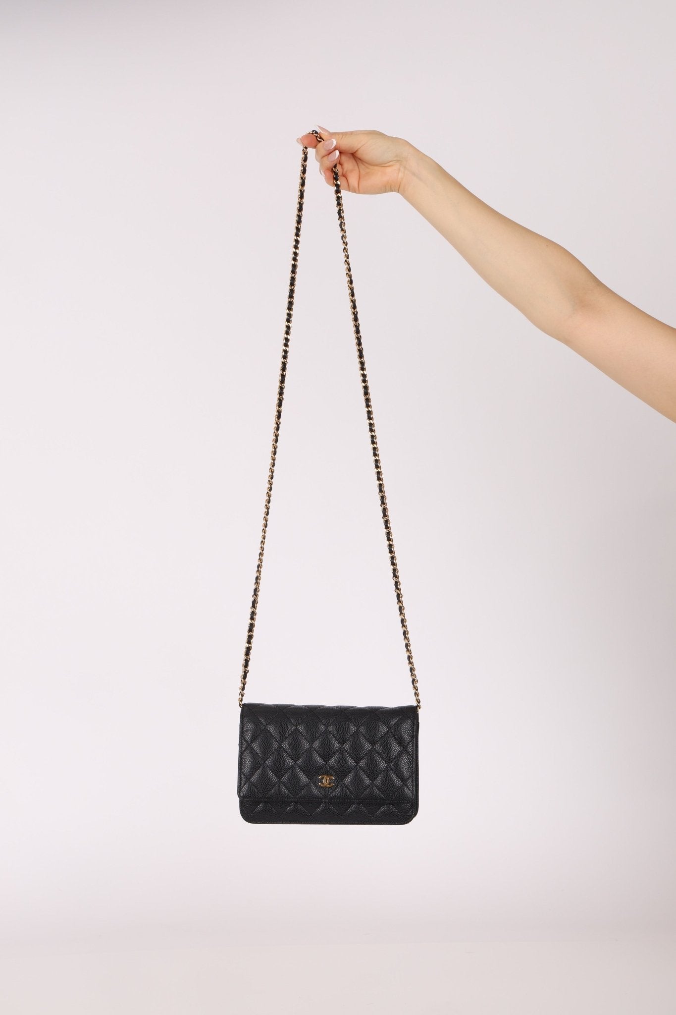 Chanel 2018 Black Caviar Wallet on Chain GHW - FashioNica