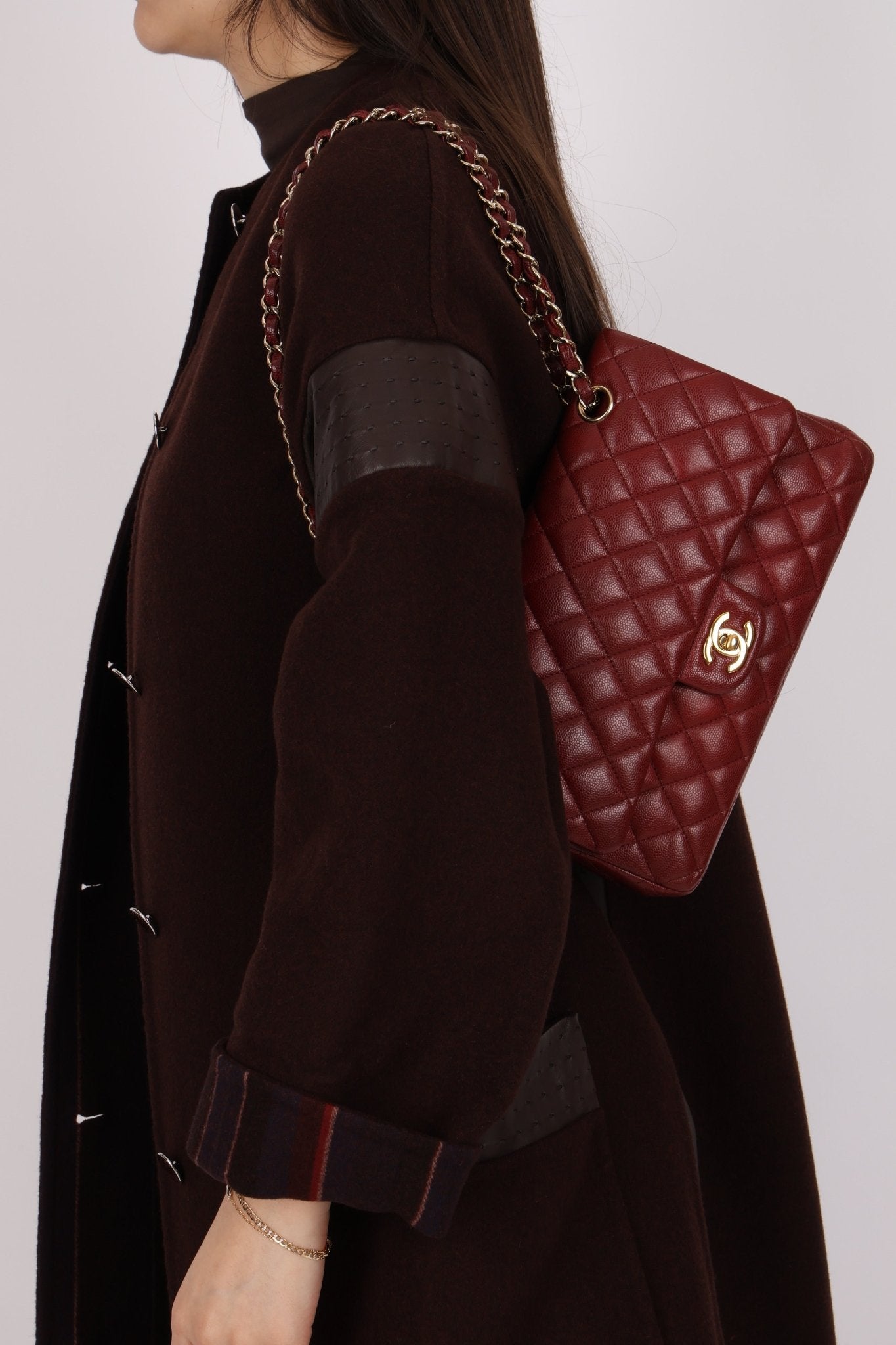 Chanel 2018 Bordeaux Caviar Medium Double Flap GHW - FashioNica