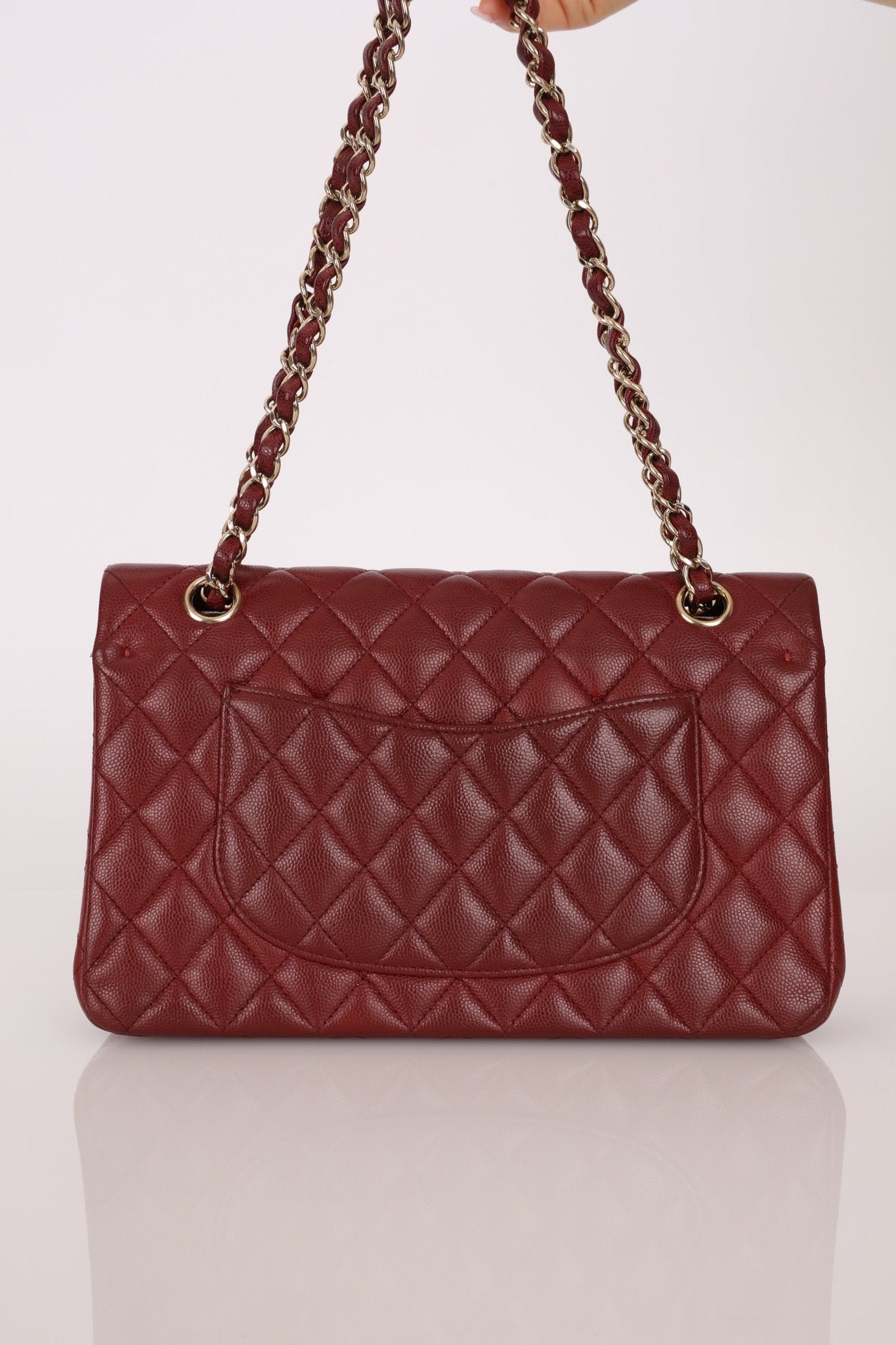 Chanel 2018 Bordeaux Caviar Medium Double Flap GHW - FashioNica