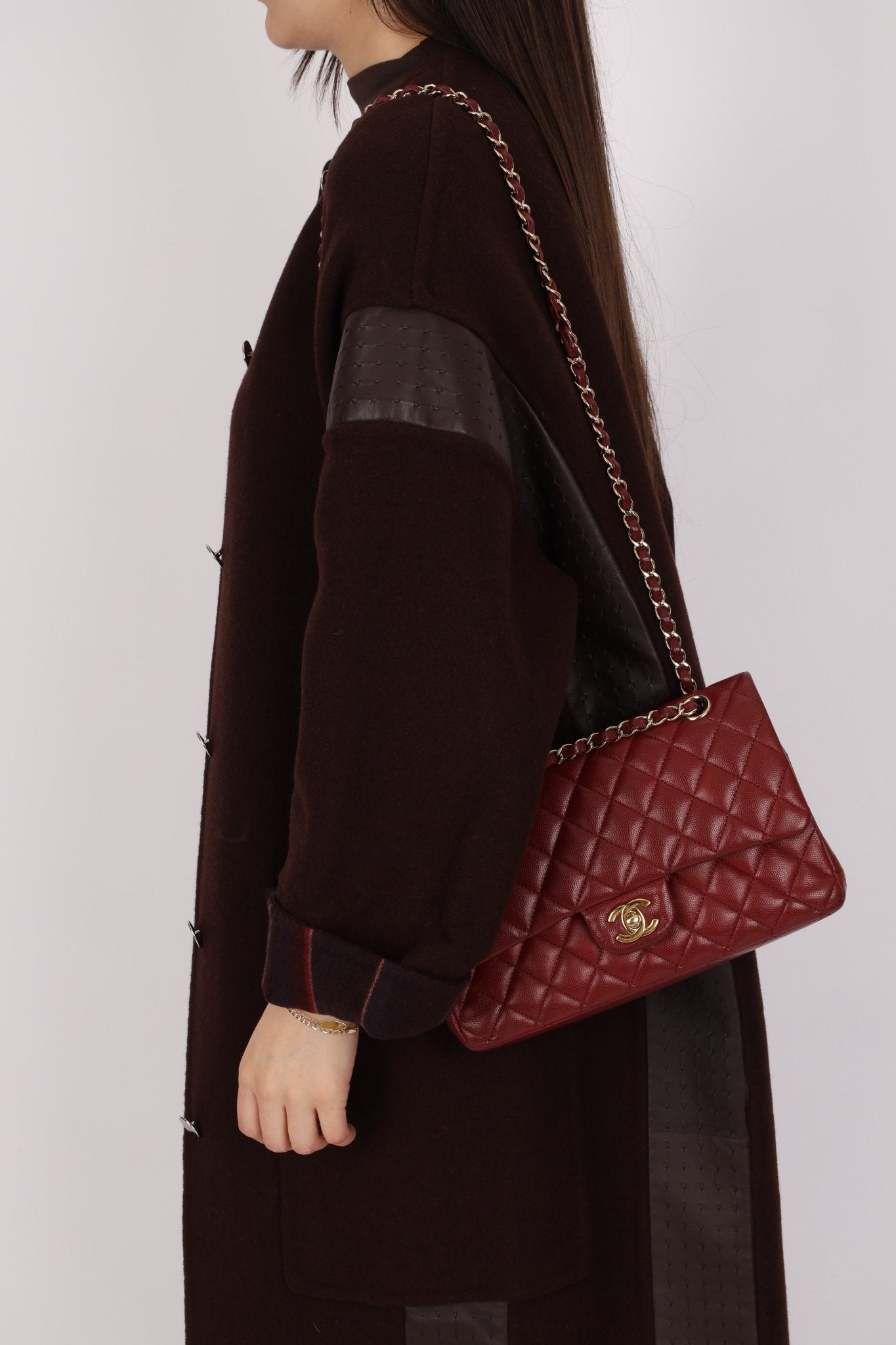 Chanel 2018 Bordeaux Caviar Medium Double Flap GHW - FashioNica