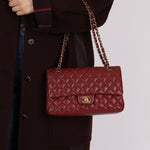 Chanel 2018 Bordeaux Caviar Medium Double Flap GHW - FashioNica