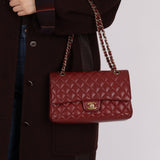 Chanel 2018 Bordeaux Caviar Medium Double Flap GHW - FashioNica