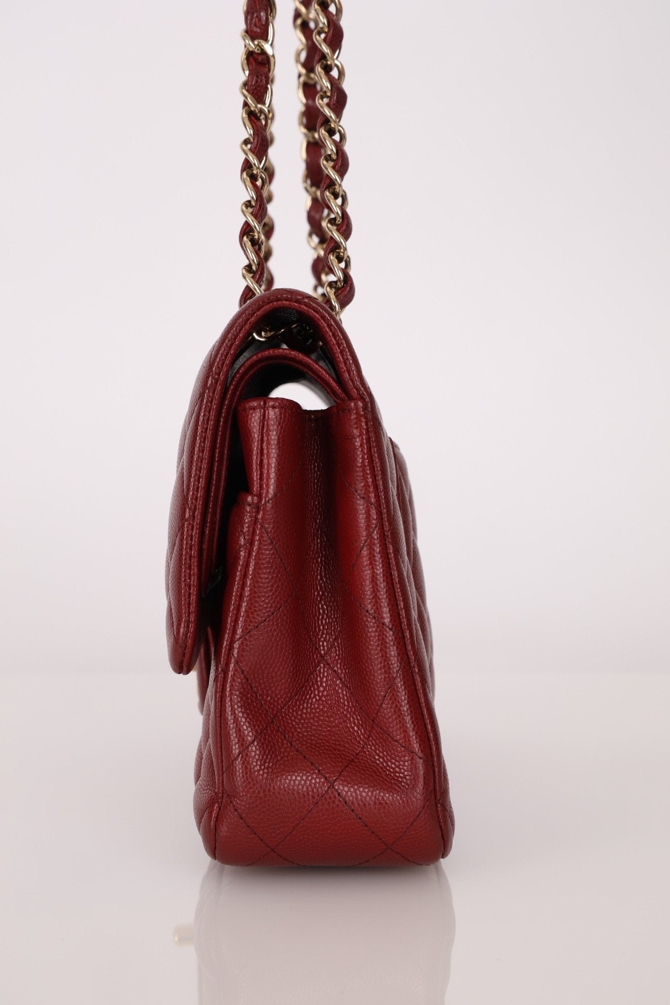 Chanel 2018 Bordeaux Caviar Medium Double Flap GHW - FashioNica