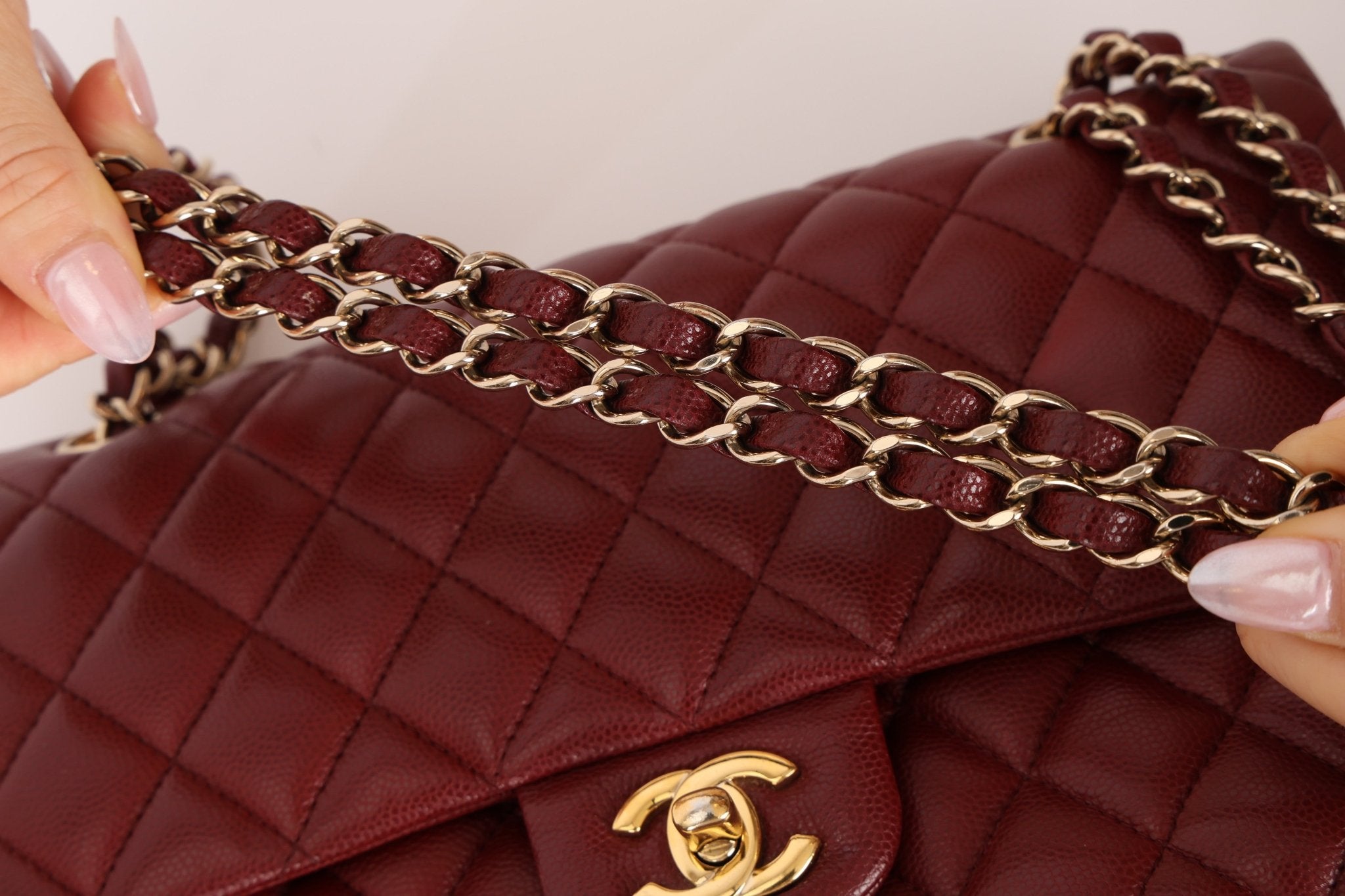 Chanel 2018 Bordeaux Caviar Medium Double Flap GHW - FashioNica