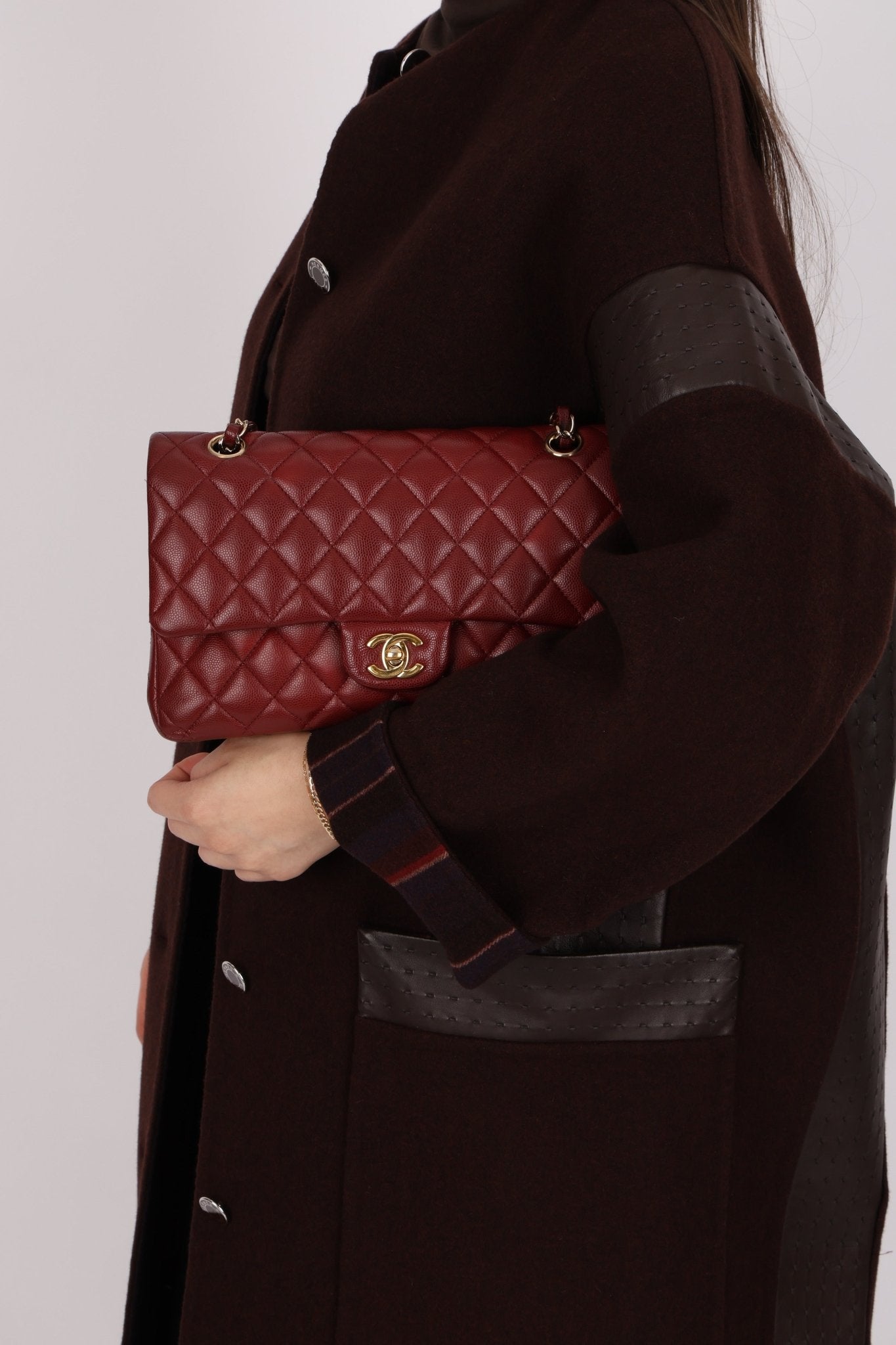Chanel 2018 Bordeaux Caviar Medium Double Flap GHW - FashioNica