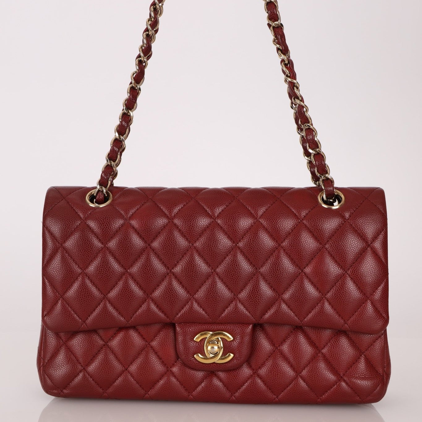 Chanel 2018 Bordeaux Caviar Medium Double Flap GHW - FashioNica